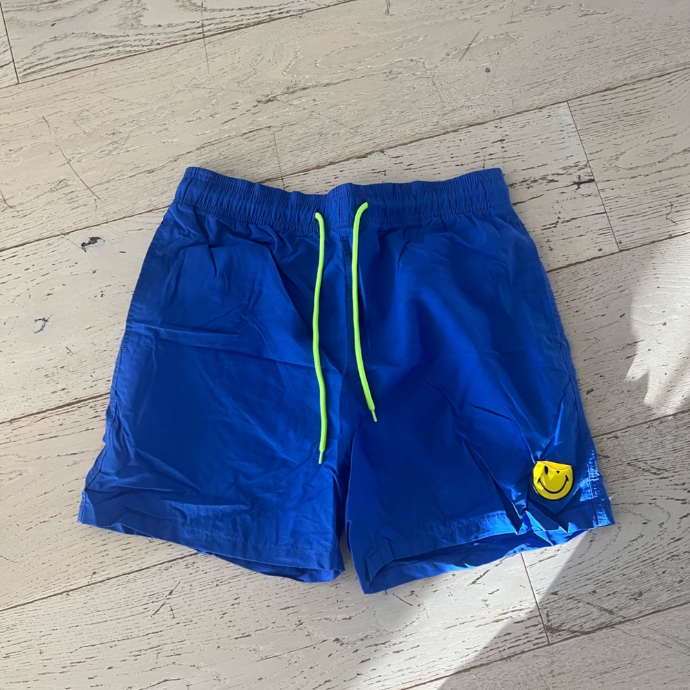 CHINATOWN MARKET Blue Smiley Face Swim Trunks